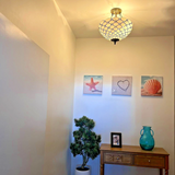 Tiffany-Style Stained Glass Ceiling Light – Colorful Mosaic Flush Mount Lamp for Hallway, Bedroom & Living Room