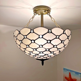 Tiffany-Style Stained Glass Ceiling Light – Colorful Mosaic Flush Mount Lamp for Hallway, Bedroom & Living Room