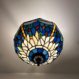 Tiffany-Style Stained Glass Ceiling Light – Colorful Mosaic Flush Mount Lamp for Hallway, Bedroom & Living Room