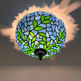 Tiffany-Style Stained Glass Ceiling Light – Colorful Mosaic Flush Mount Lamp for Hallway, Bedroom & Living Room