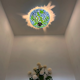 Tiffany-Style Stained Glass Ceiling Light – Colorful Mosaic Flush Mount Lamp for Hallway, Bedroom & Living Room