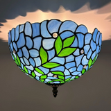 Tiffany-Style Stained Glass Ceiling Light – Colorful Mosaic Flush Mount Lamp for Hallway, Bedroom & Living Room