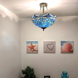 Tiffany-Style Stained Glass Ceiling Light – Colorful Mosaic Flush Mount Lamp for Hallway, Bedroom & Living Room