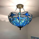 Tiffany-Style Stained Glass Ceiling Light – Colorful Mosaic Flush Mount Lamp for Hallway, Bedroom & Living Room