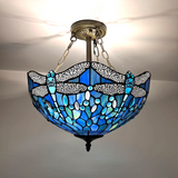 Tiffany-Style Stained Glass Ceiling Light – Colorful Mosaic Flush Mount Lamp for Hallway, Bedroom & Living Room