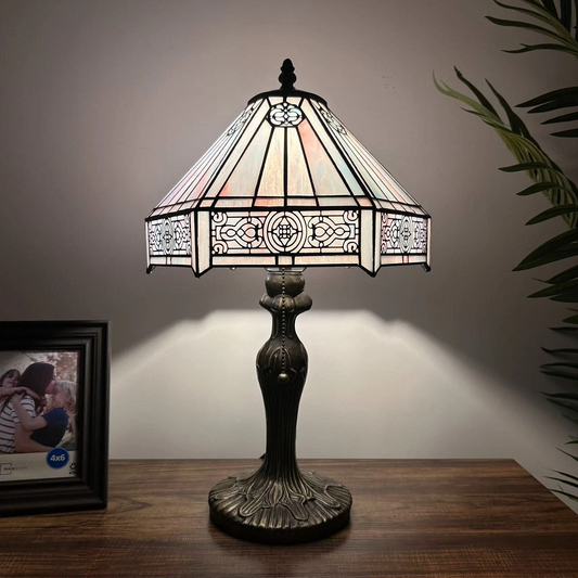 Tiffany-Style Stained Glass Table Lamp | Vintage Bedside Lamp for Home Decor | Handmade Stained Glass Lighting for Living Room & Bedroom