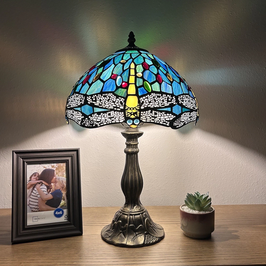 Tiffany-Style Stained Glass Table Lamp | Vintage Bedside Lamp for Home Decor | Handmade Stained Glass Lighting for Living Room & Bedroom
