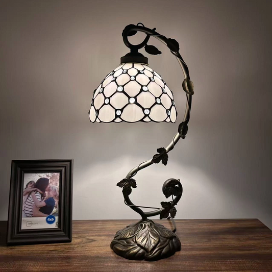 Tiffany-Style Stained Glass Table Lamp | Vintage Bedside Lamp for Home Decor | Handmade Stained Glass Lighting for Living Room & Bedroom